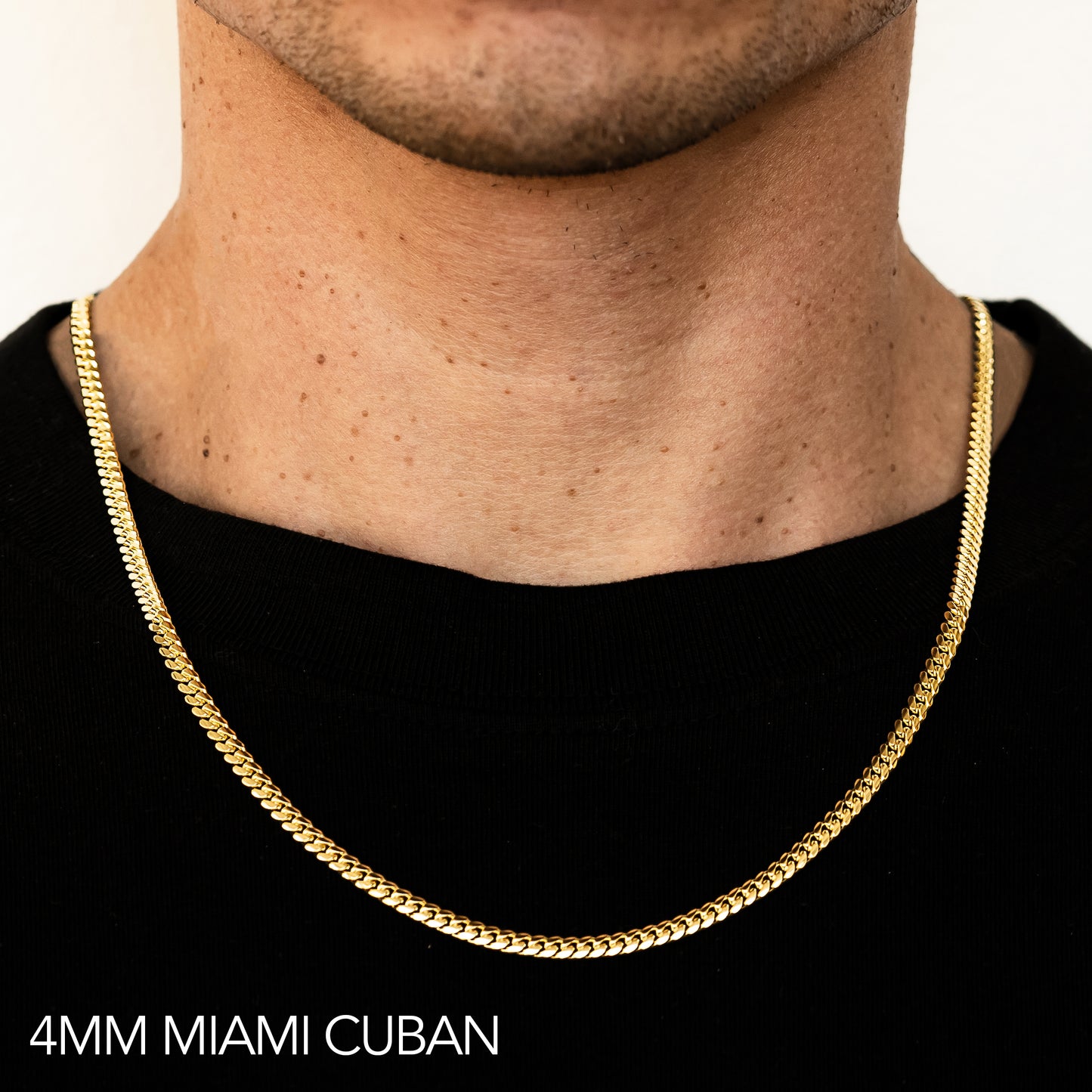 14K 4MM YELLOW GOLD HOLLOW MIAMI CUBAN NECKLACE (AVAILABLE IN LENGTHS 16" - 30")