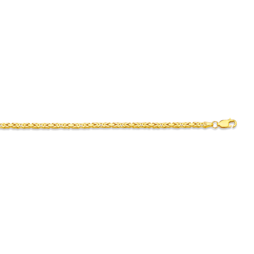 14K 2.2MM YELLOW GOLD SOLID BYZANTIN CHAIN (AVAILABLE IN LENGTHS 16" - 30")