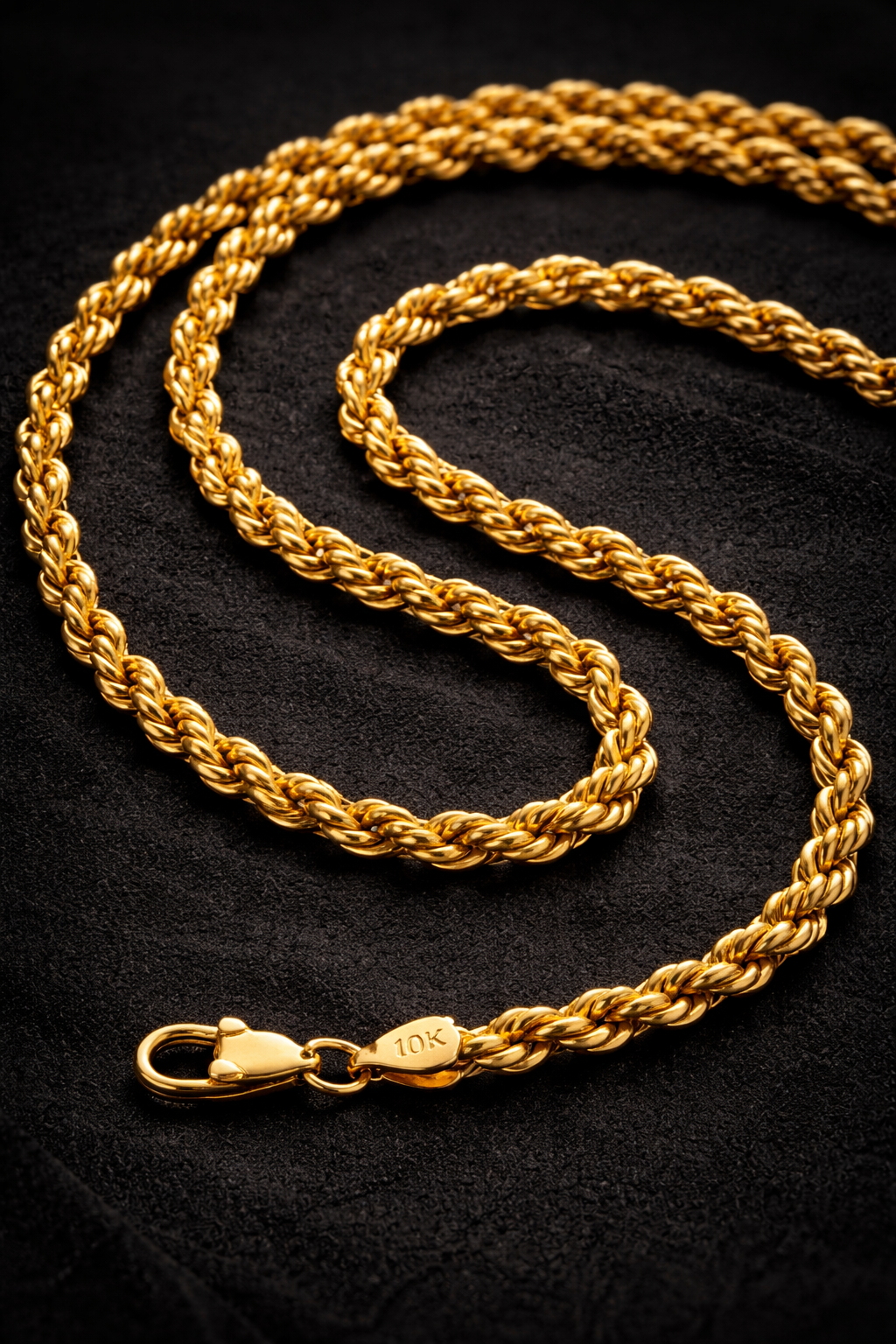 10K 5MM YELLOW GOLD HOLLOW ROPE 7" CHAIN  (AVAILABLE IN LENGTHS 7" - 30")